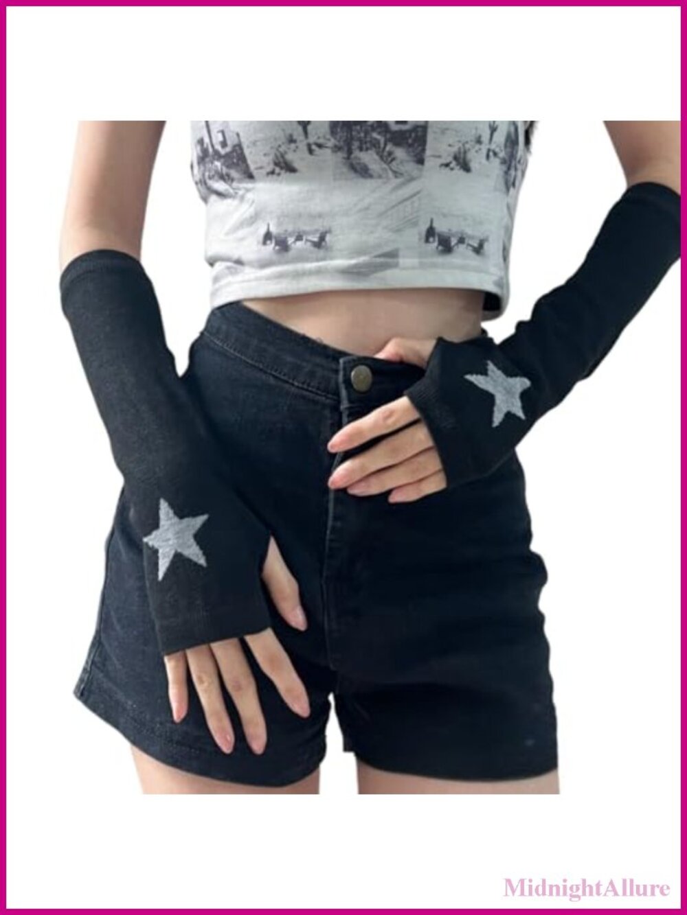 Knitted Fingerless Arm Warmers Thumb Hole Gothic Lolita Cosplay Gloves